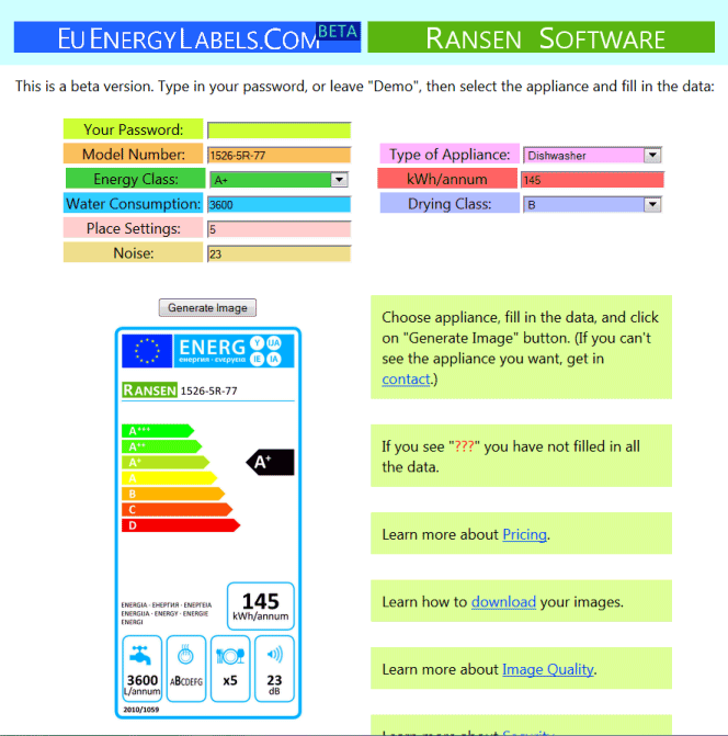 Program to make energy label